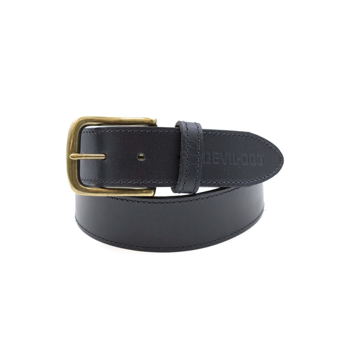 DEVIL-DOG® Leather Belt - Black with Brass Buckle – DEVIL-DOG