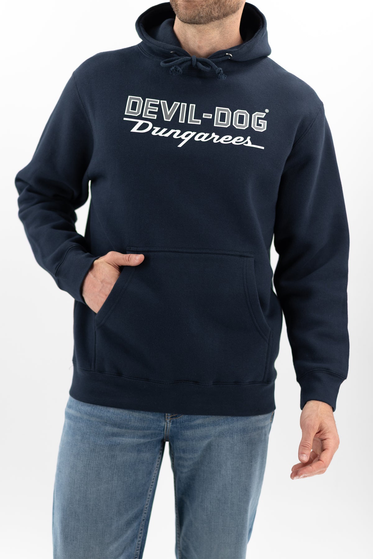 Logo Heavyweight Hoodie - Navy Blue | DEVIL-DOG® – DEVIL-DOG Dungarees