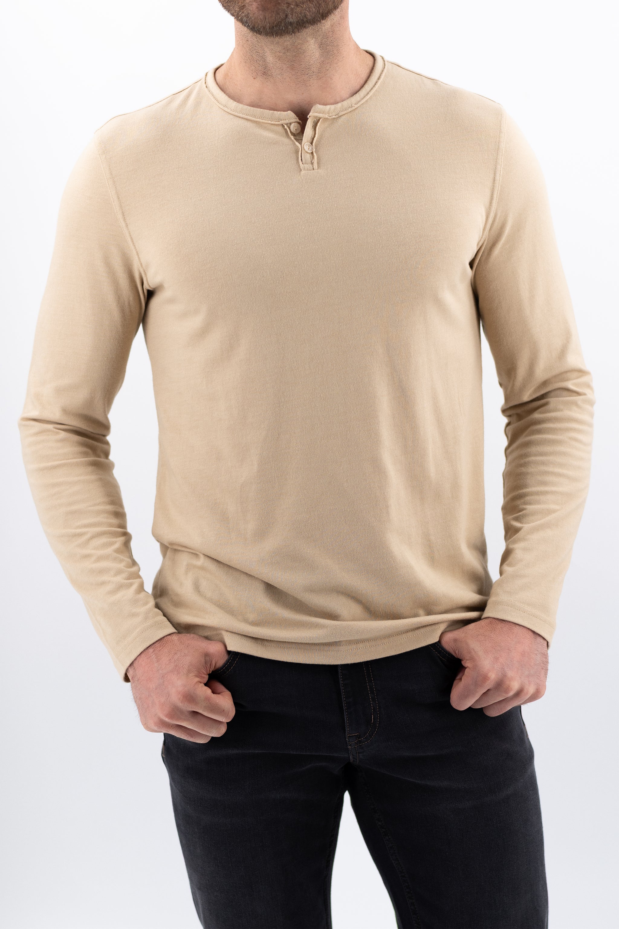 トップス DIESEL Sun-faded longsleeve Henley Tee Men's Henley T-shirt with sun-faded effect | Black | Diesel