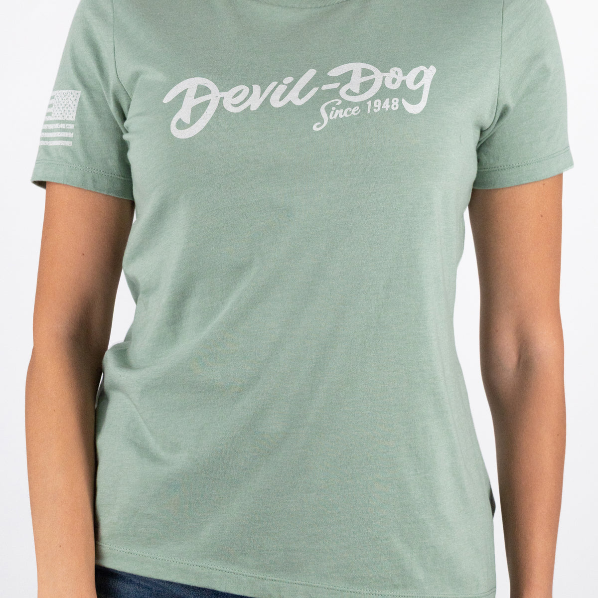 Graphic T-Shirt - Script Heather Sage | DEVIL-DOG® – DEVIL-DOG Dungarees