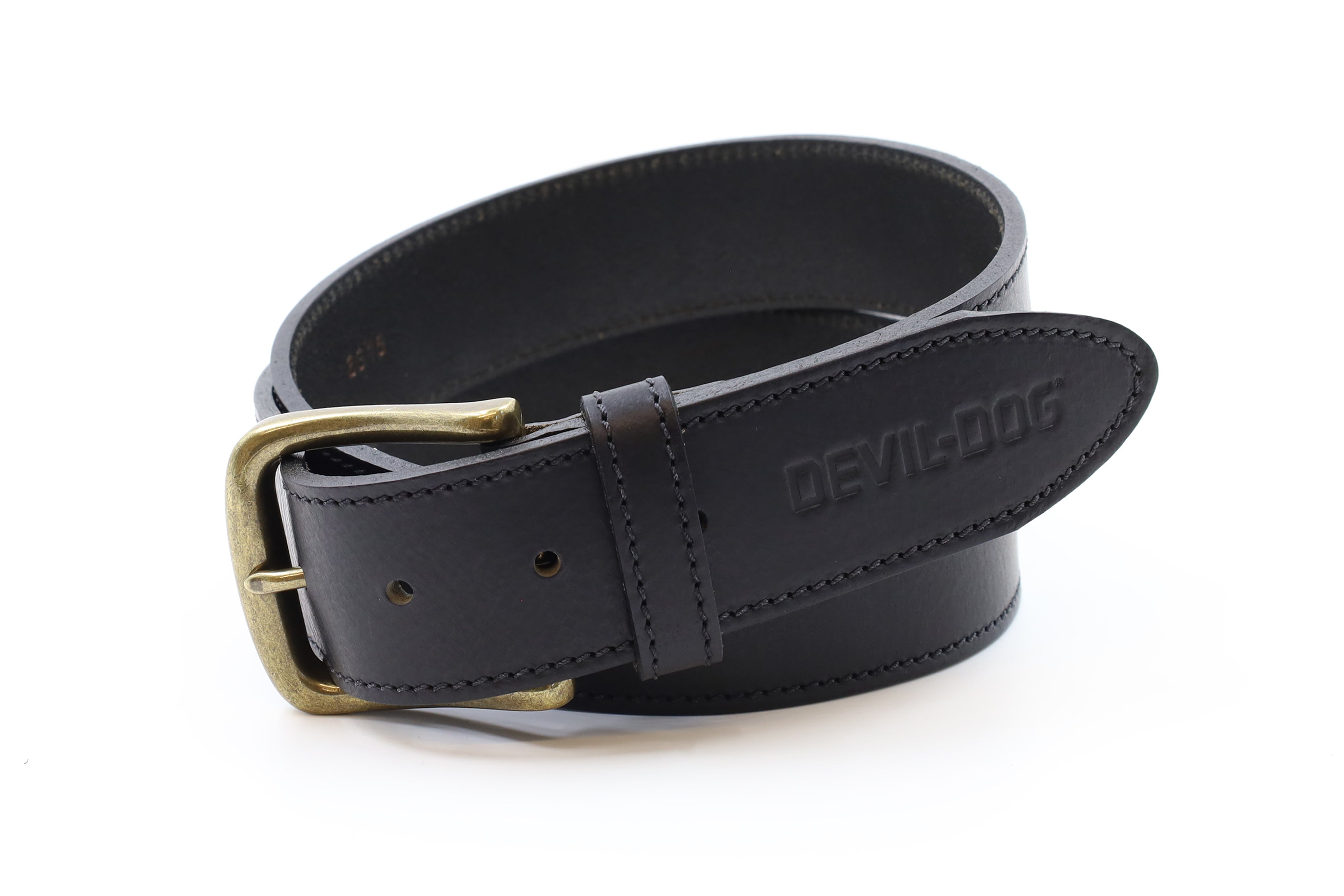 DEVIL-DOG® Leather Belt - Black with Brass Buckle – DEVIL-DOG