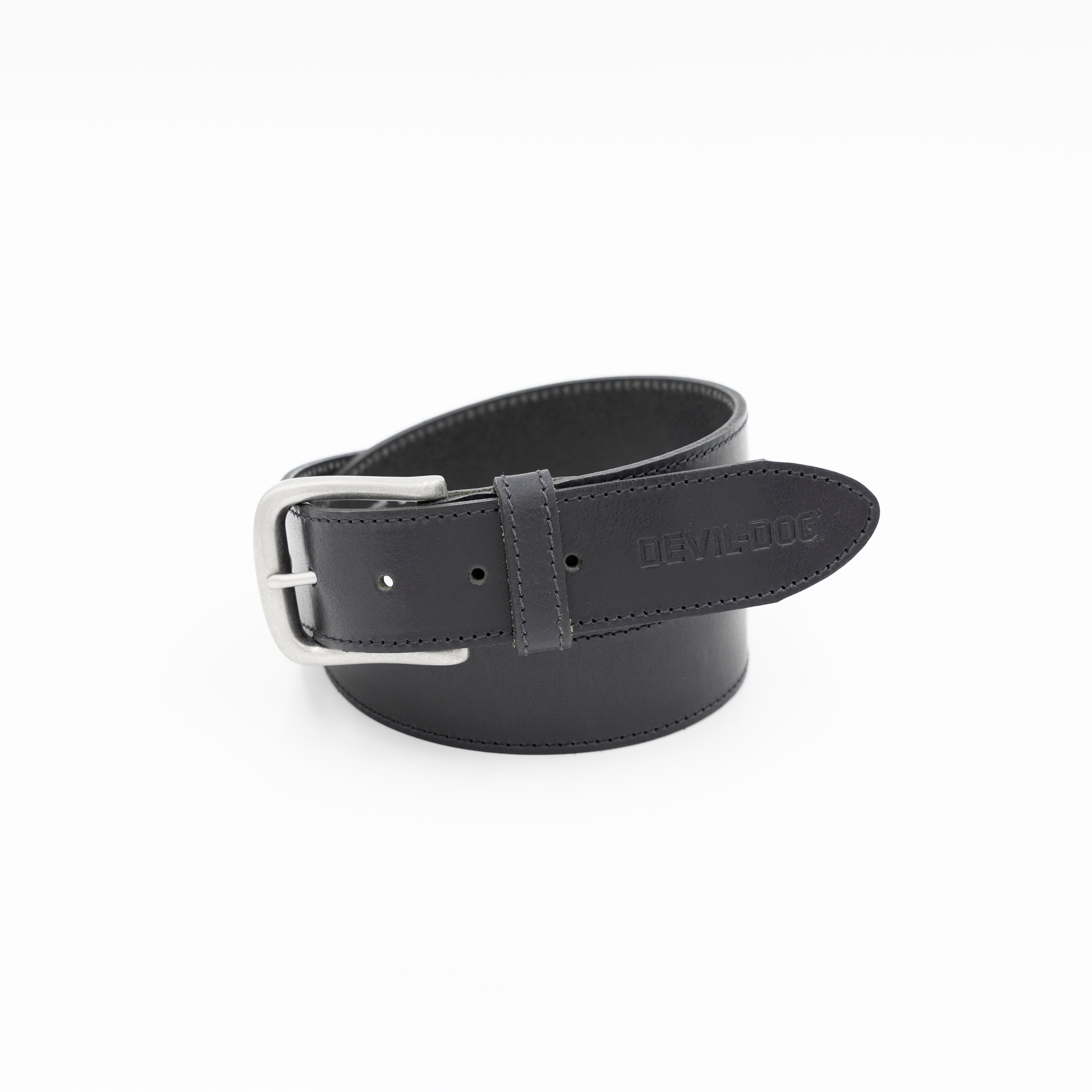 DEVIL-DOG® Leather Belt - Black with Nickel Buckle – DEVIL-DOG Dungarees